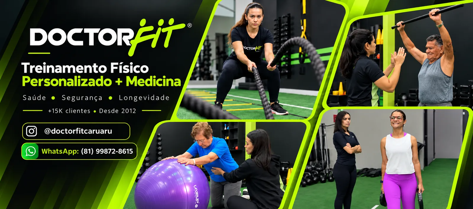 Alunos de várias idades treinando com a equipe da DoctorFit Caruaru, +15 mil clientes desde 2012, WhatsApp (81) 99872-8615